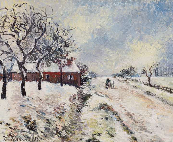 Route Enneigée avec Maison, Environs d'Éragny